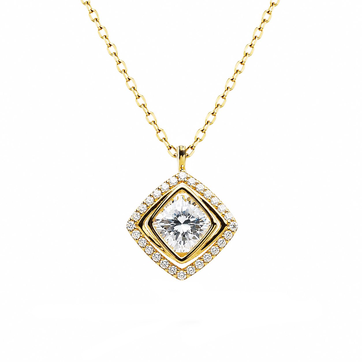 Welch Radiant Taşlı Kare Gold Kolye - 925 Ayar Gümüş Welch Radiant Taşlı Kare Gold Kolye - 925 Ayar Gümüş ve Gümüş Kolye Modelleri | WELCH 
