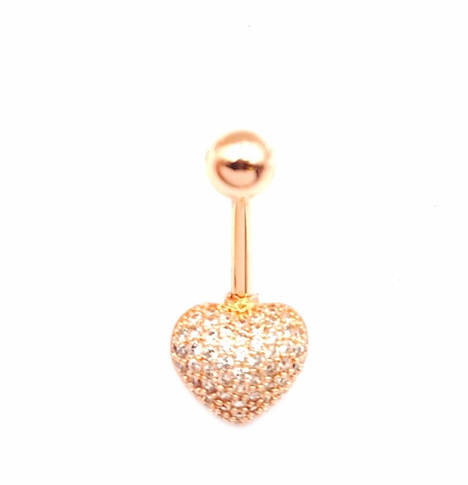Welch Rose Çelik Taşlı Kalpli Göbek Piercing
