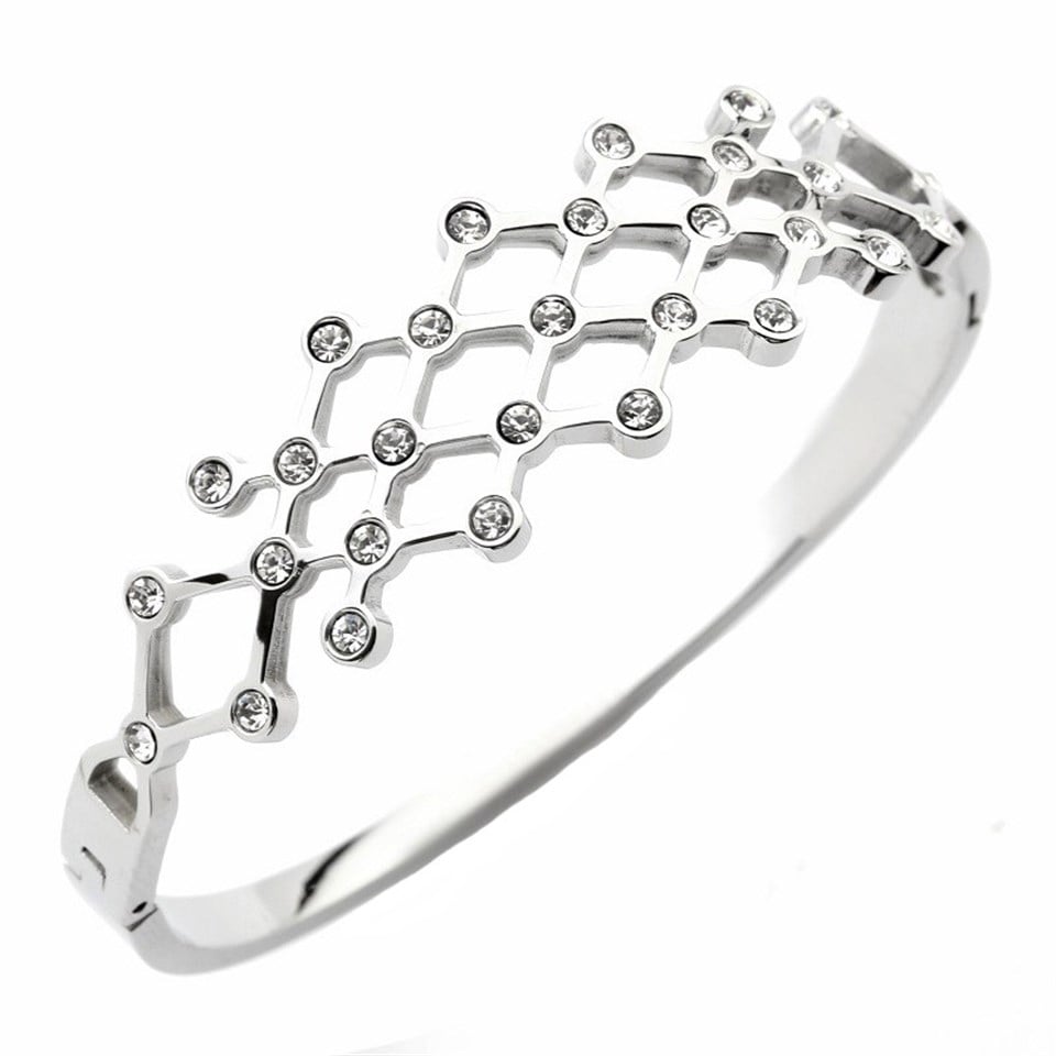 Welch Shaped Womens Stone Steel Bracelet