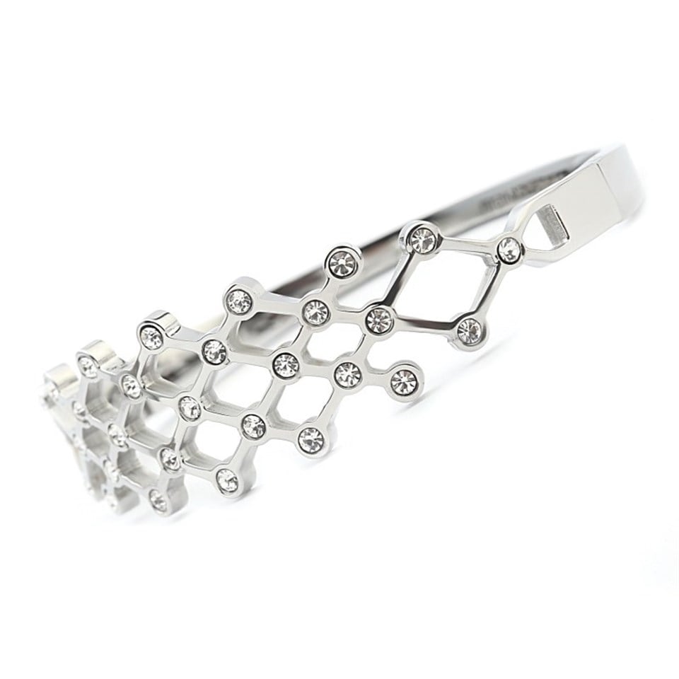 Welch Shaped Womens Stone Steel Bracelet