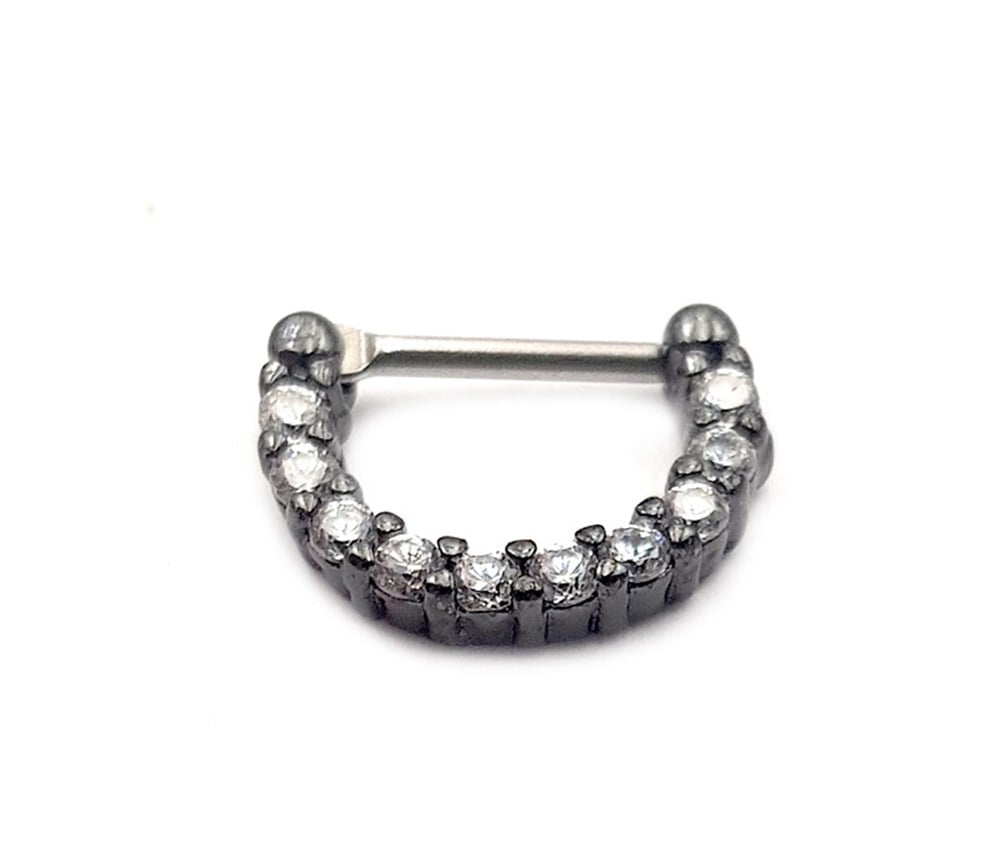 Welch Siyah Çelik Taşlı Septum Piercing