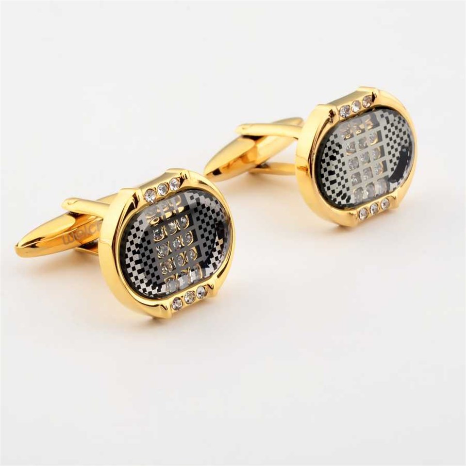 Welch Black-Grey Patterned Mens Cufflinks