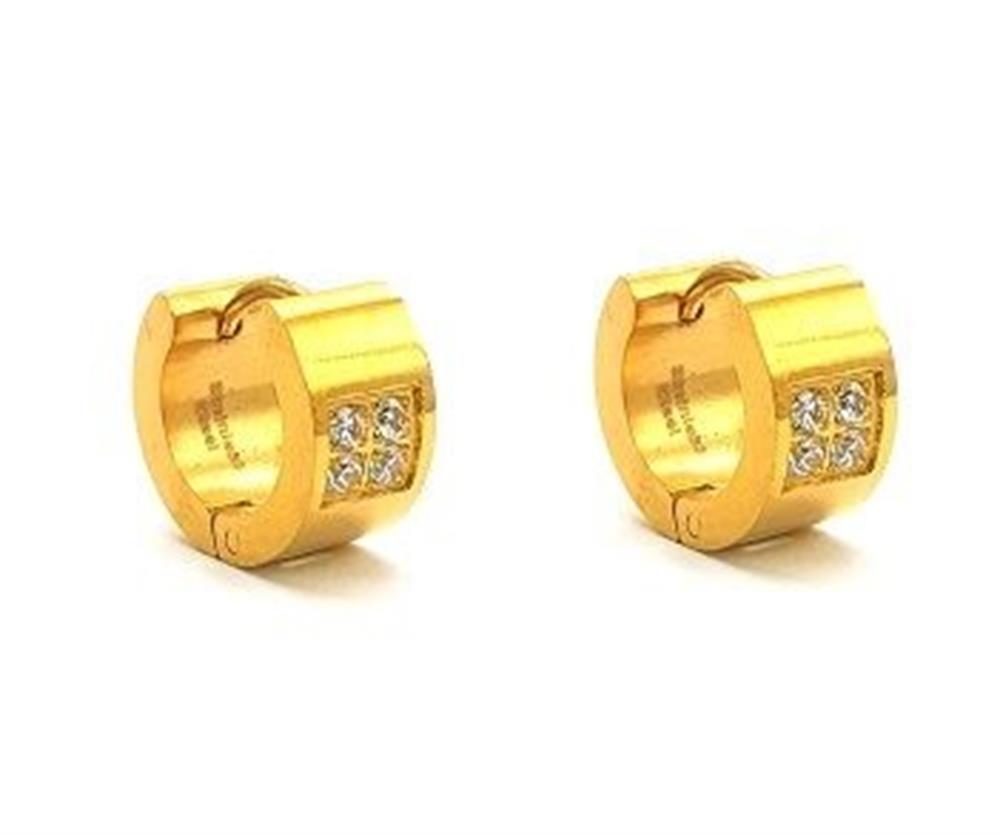 Welch Taşlı Gold Çelik Halka Küpe