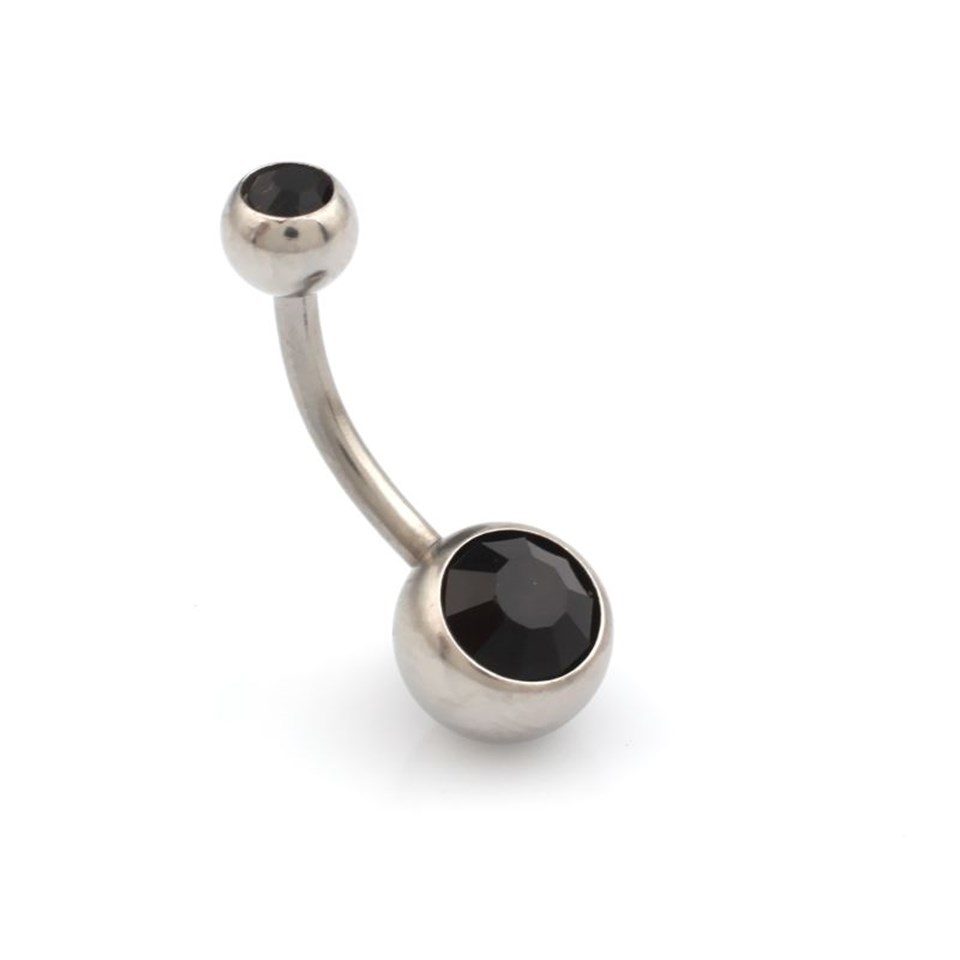 Welch Titanyum Siyah Taşlı Göbek Piercing
