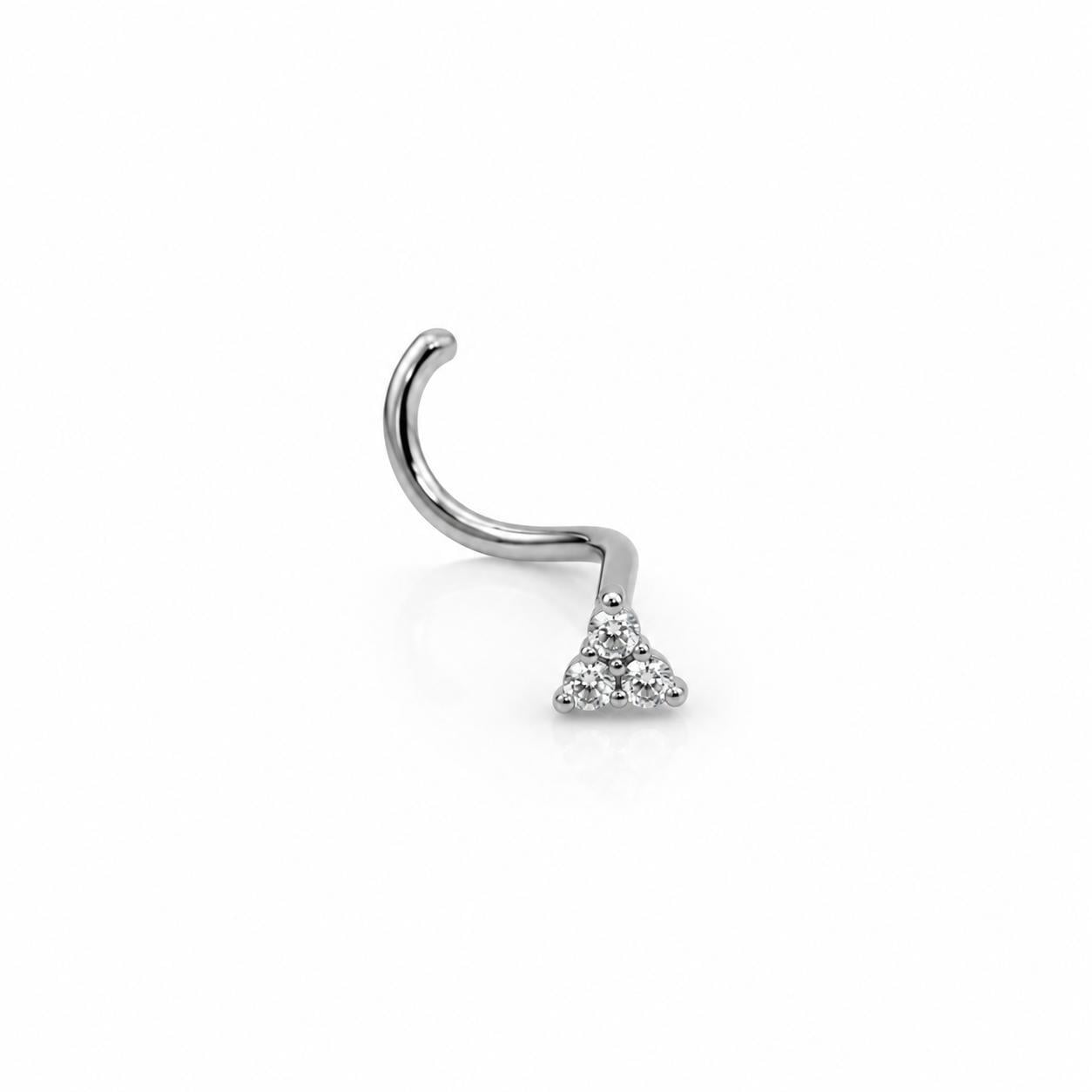 Welch Üç Taşlı Burun Piercing – 0.8 mm Çelik Hızma Welch Üç Taşlı Burun Piercing – 0.8 mm Çelik Hızma Piercing Modelleri - WELCH 