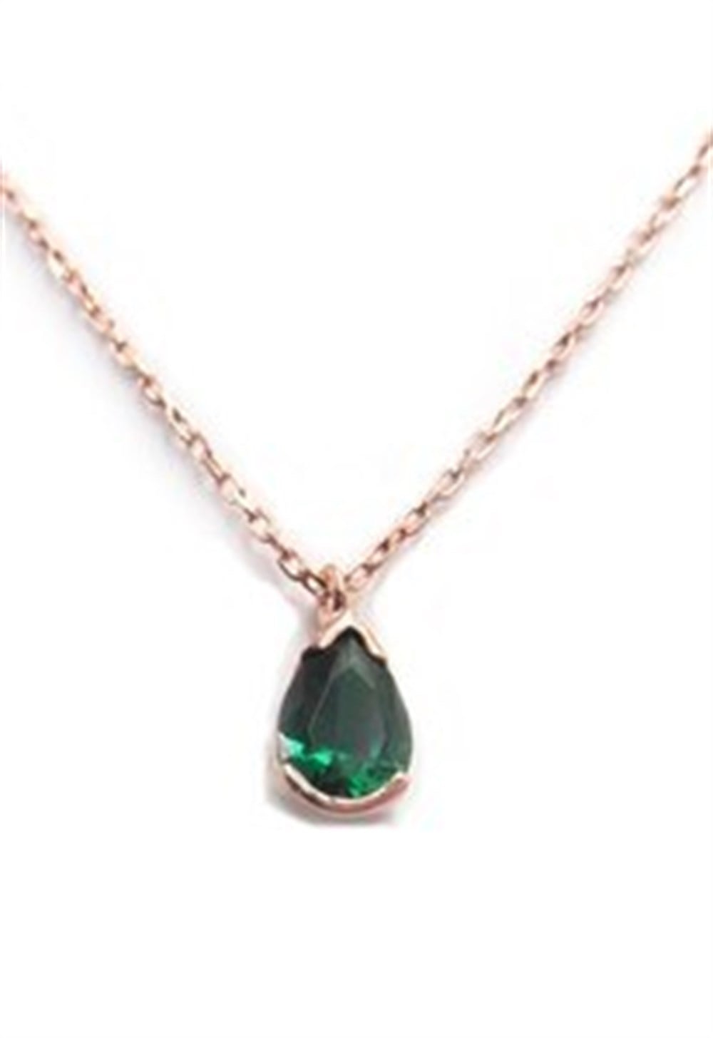 Welch Green Drop Stone 925 Sterling Silver Necklace