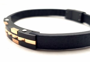 ​​​​​​​Welch Steel Leather Mens Bracelet