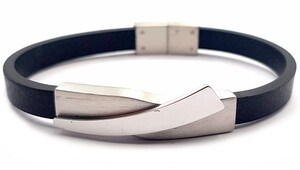 ​​Welch Mens Leather Steel Bracelet