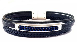 ​​Welch Mens Steel Leather Bracelet