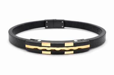 ​​​​​​​Welch Steel Leather Mens Bracelet