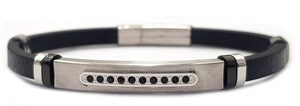 ​​Welch Mens Stone Steel Leather Bracelet
