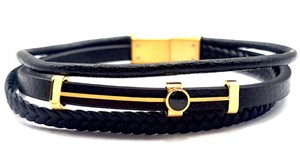 ​​Welch Çelik Kombin Erkek Deri Bileklik