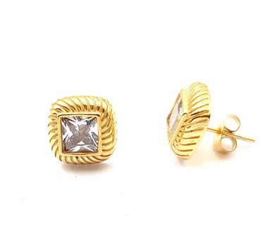 ​​​​​​​​​​​​​​Welch Çelik Taşlı Kare Küpe