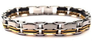 ​Welch Double Sided Gold Black White Chain Steel Bracelet