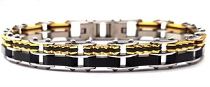 ​Welch Double Sided Gold Black White Chain Steel Bracelet