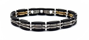 Welch Double Sided Gold Black Mens Steel Bracelet