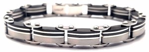 ​​Welch Double Sided Black White Mens Steel Bracelet
