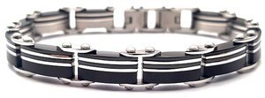 ​​Welch Double Sided Black White Mens Steel Bracelet