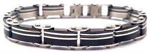 ​​Welch Double Sided Black White Mens Steel Bracelet