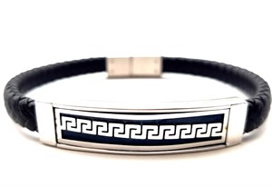 ​​​​​Welch Mens Steel Leather Bracelet
