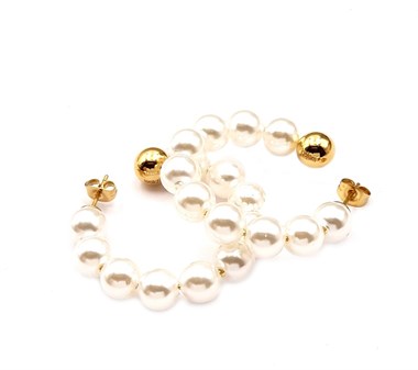 ​​​​​​​Welch Gold Çelik Halka İnci Küpe