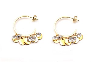 Welch Steel Gold Hoop Stone Earrings