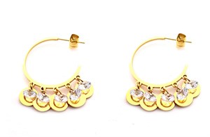 ​​​​​​​Welch Gold Çelik Halka Taşlı Küpe