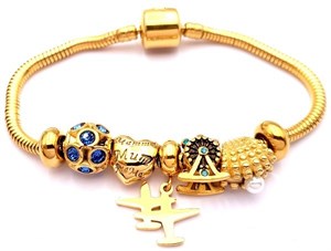 ​Welch Gold Steel Aircraft Charm Bracelet