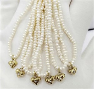 ​​Welch Gold Çelik Zincir İncili Choker Kolye