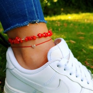 ​Welch Coral Stone Silver Anklet