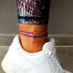 Welch Neon Blue Rope Chain Silver Anklet
