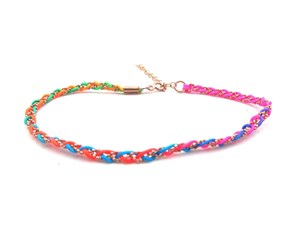 Welch Knitted Neon Color Drawstring Silver Anklet