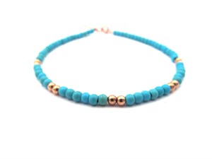 Welch Rose Blue Natural Stone Silver Anklet