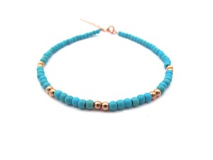 Welch Rose Blue Natural Stone Silver Anklet