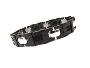 Welch Black and White Mens Chain Steel Bracelet