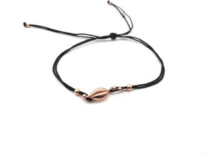 Welch Black Thread Seashell Silver Anklet