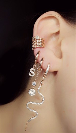 Welch Single Silver Letter Earrings