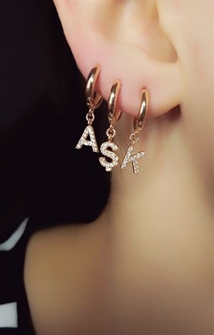 Welch Single Silver Letter Earrings