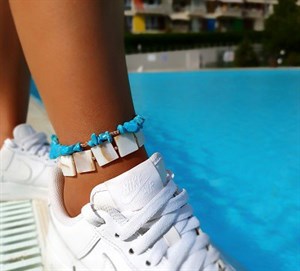 ​Welch Turquoise Stone Silver Anklet
