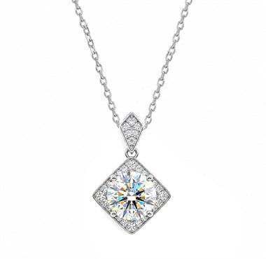 925 Ayar Gümüş 1 Karat Moissanite Taşlı Tektaş Kolye