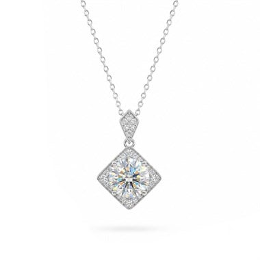 925 Ayar Gümüş 1 Karat Moissanite Taşlı Tektaş Kolye