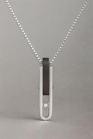 Welch Çelik Tek Taş Erkek Kolye