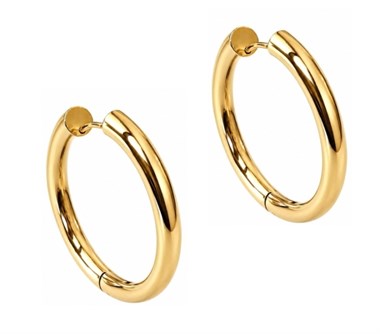 ​​​​​​​​​​​​​​Welch Gold Kaplama Çift Çelik Halka Küpe 
