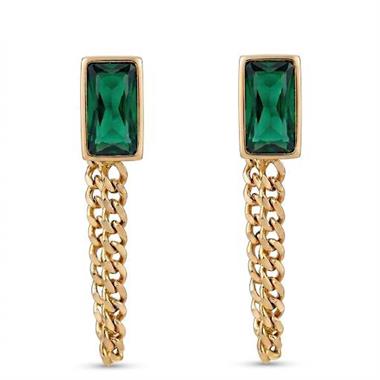 ​​​​​​​​Welch Gold Steel Chain Square Stone Earrings