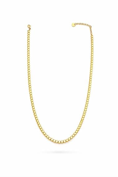 Welch Gold Cube Bead Steel Necklace