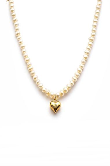 ​​Welch Gold Steel Chain Pearl Choker Necklace