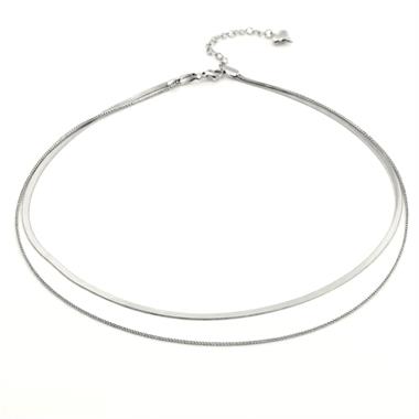Welch White Double Chain Womens Steel Necklace