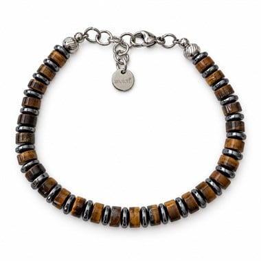 Welch Tiger Eye Hematite Doğal Taş Erkek Bileklik Kaplan Gözü ve Hematit Doğal Taş Erkek Bileklik ve Çelik Deri Bileklik Modelleri - WELCH 