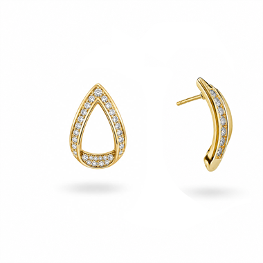 Welch Pavé Curve Gold Gümüş Küpe - 925 Ayar Gümüş Küpe