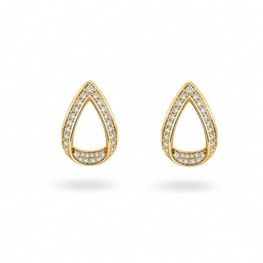 Welch Pavé Curve Gold Gümüş Küpe - 925 Ayar Gümüş Küpe